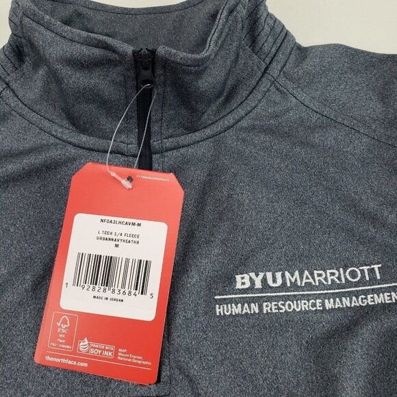 North Face 1/4 Zip Fleece Jacket Women Medium Blue Long Sleeve Pullover BYU Logo - Picture 5 of 9